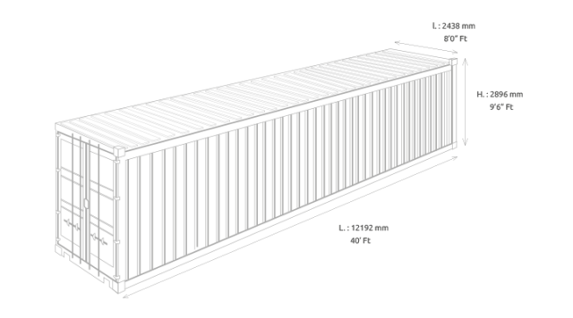 Conteneur maritime 40 pieds DRY - Longueur 12.00m - Surface 68m3 - idéal pour le transport et le stockage_1
