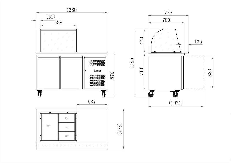 Table refrigérée 314 L 2 portes + Saladette ouverte Série star GN 1/1 AFI_1
