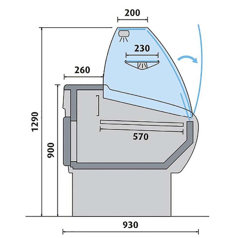 Vitrine comptoir réfrigérée bombée - Longueur 1500 mm | Afi - Froid statique_1