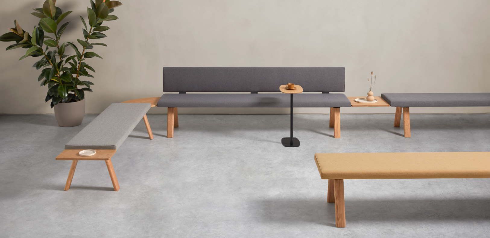Banc d'accueil Plania - design intemporel, modulable avec piètements bois ou métalliques_1