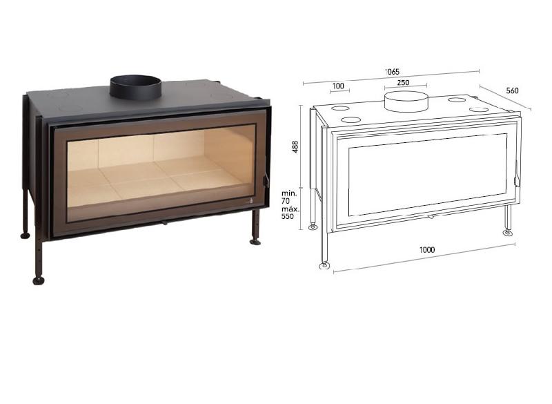 Insert à double combustion de 14kW adapté aux cheminées modernes