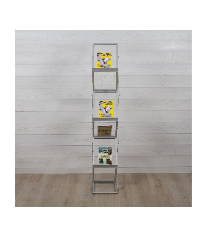 Présentoir pliable en aluminium pour documents format A4 - 150 x 30 cm - Référence : ZIGZAG_1