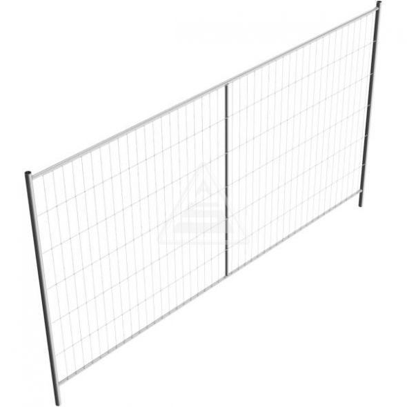 Profi M - Grille de chantier Schake - Clôture mobile galvanisée 3,50m x 2,00m avec cadre et tubes renforcés_1