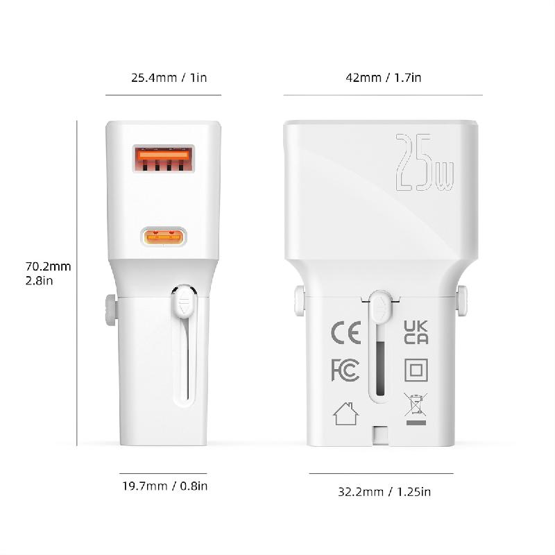 ROLINE Chargeur de voyage USB avec prise UK/US/Euro, 2 ports, 1x QC3.0 A + 1x C (PD), 25W_1