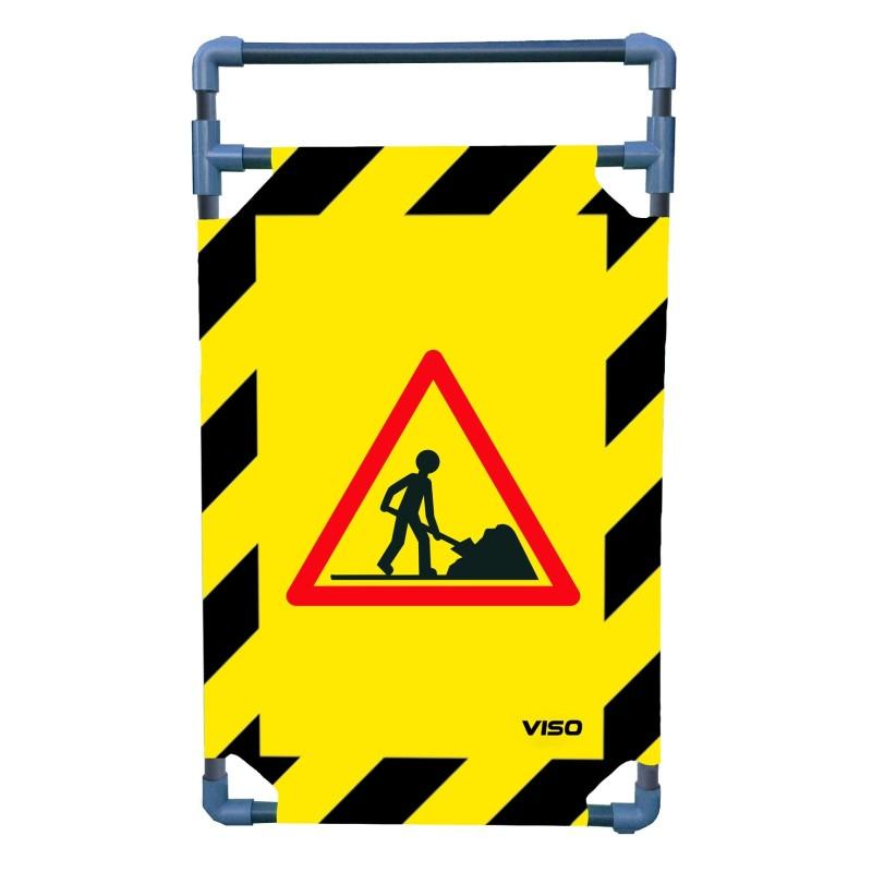 Barrière d'intervention 1 panneau - Chantier / 1000 / PVC_1