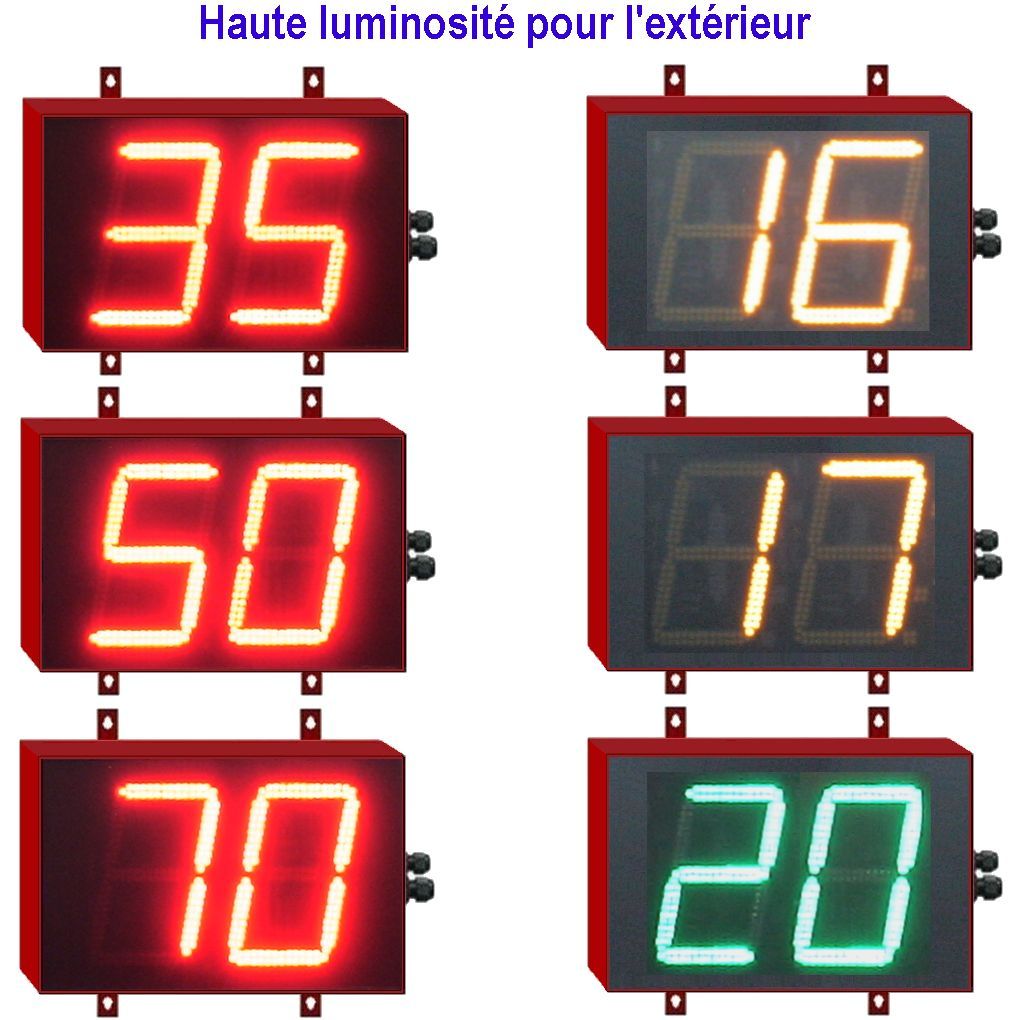 Chronomètre géant à LED rouge, vert ou ambre