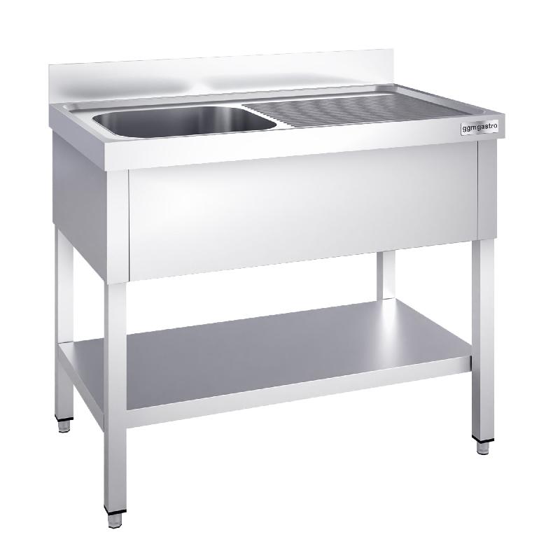 Plonge inox 1 bac avec égouttoir et étagère - P 700 mm -_1