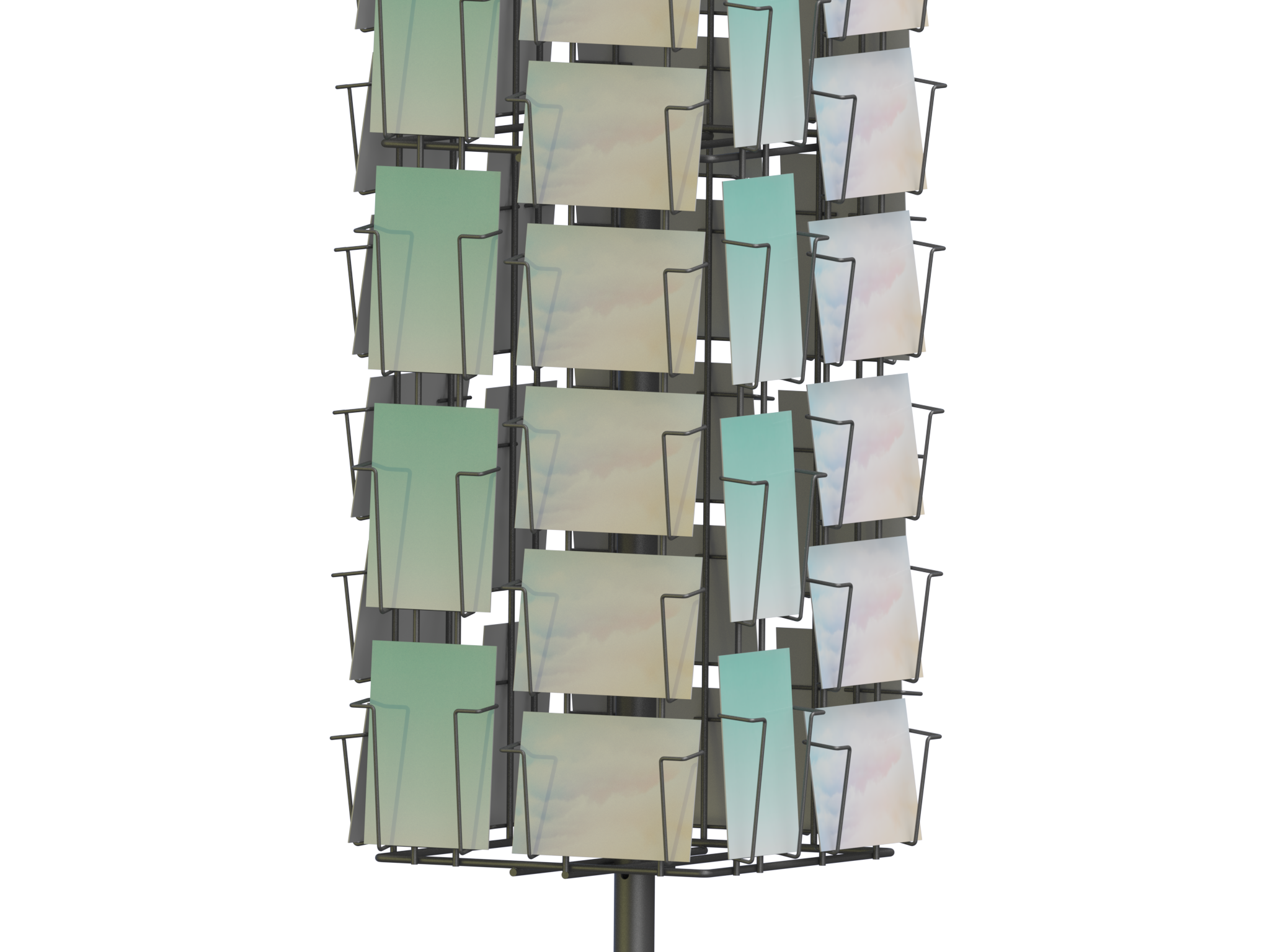 Présentoir mobile tournant - 60 cases pour cartes postales - métal 4 faces_1