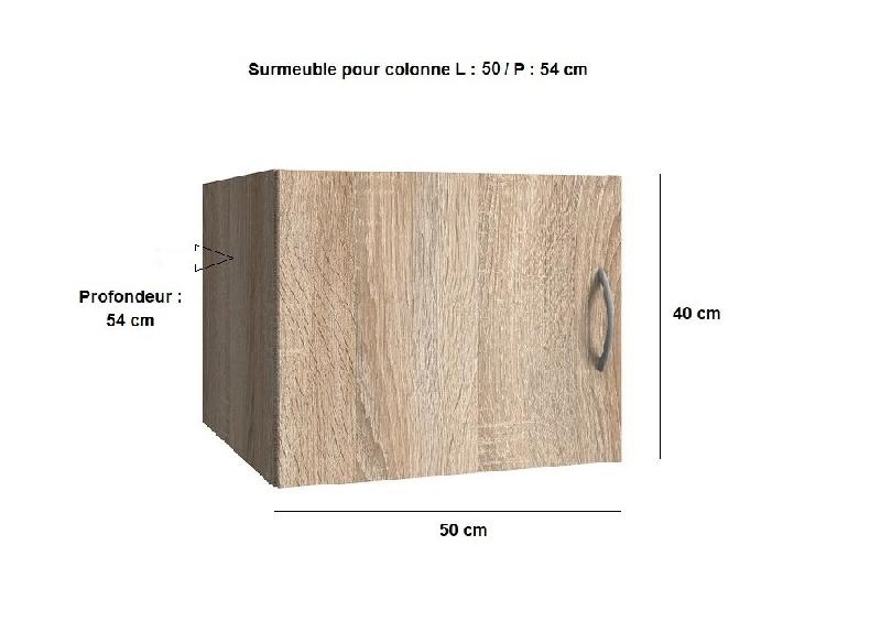 Surmeuble colonne de rangement LUND - Chêne naturel - 50 x 54 cm - Complément pour armoire 1 porte_1