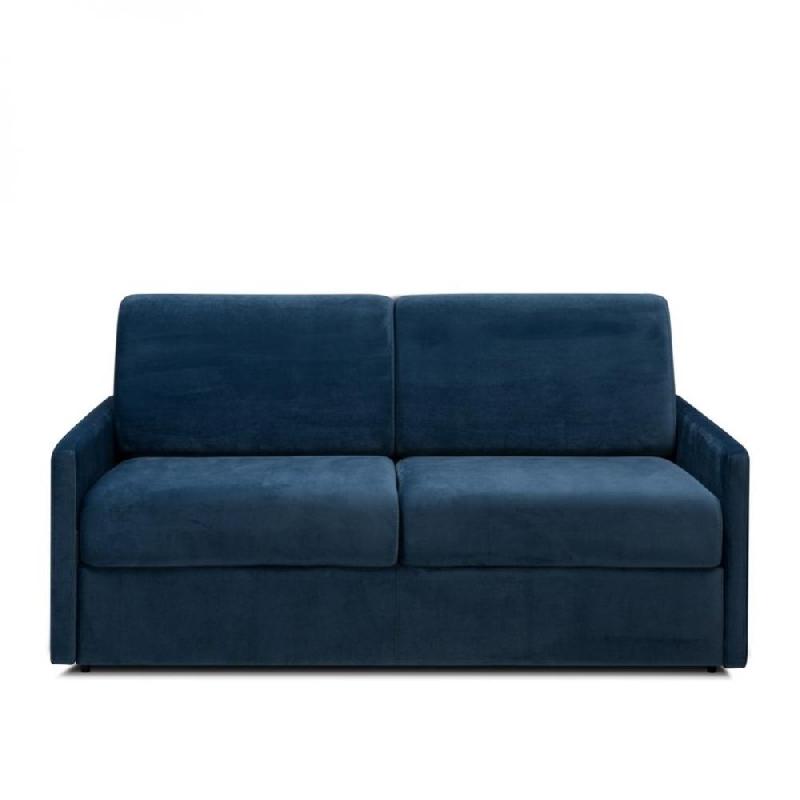 Canapé convertible CanapExpress Luxury 140 cm - Matelas 22 cm mémoire de forme - Velours bleu - Fabrication italienne_1