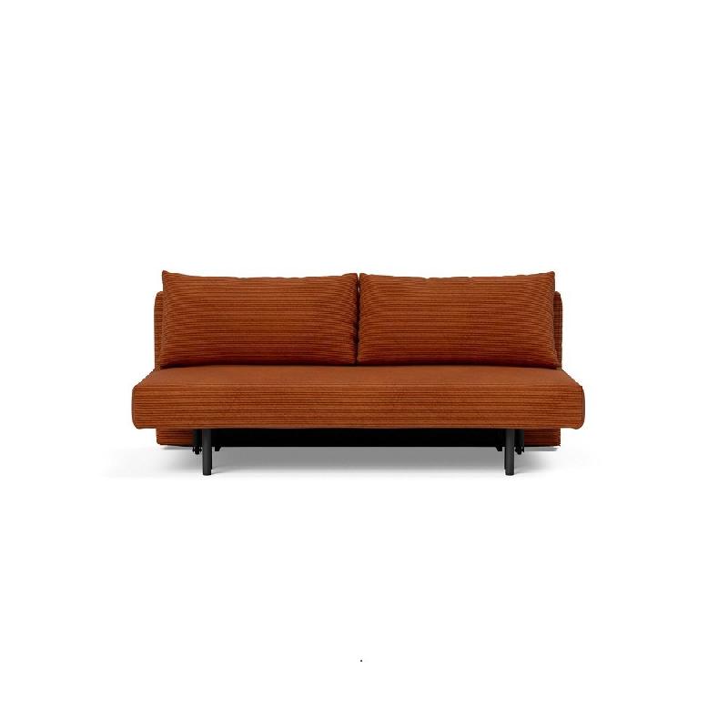 CANAPÉ DESIGN ACHILLAS MULTIFONCTION CONVERTIBLE LIT 155*200 CM PIEDS MÉTAL NOIR, TISSU CORDUROY BURNT ORANGE_1