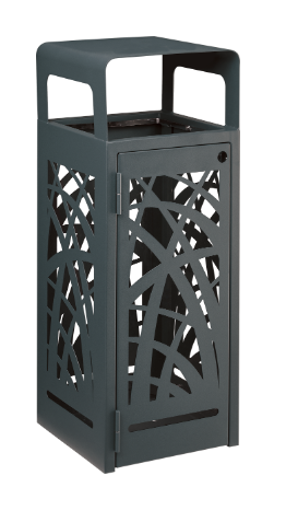 Corbeille de tri CYBEL 110L - Gris Anthracite ou Effet Corten - Structure monobloc, Acier poudré anti-UV, Verrouillage sans clé_1