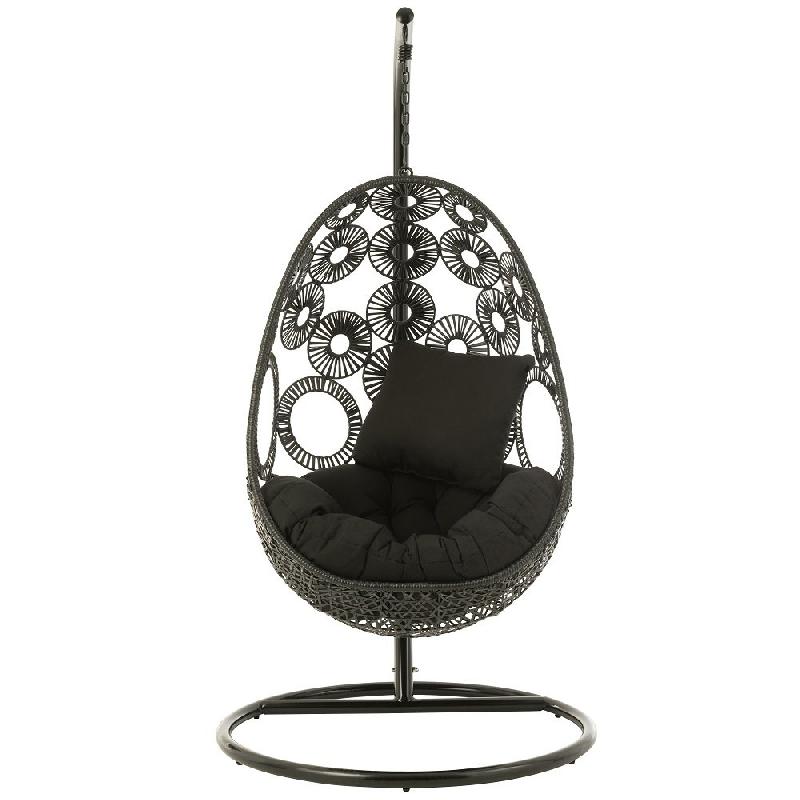 Fauteuil suspendu VANA - Aluminium et roseau noir - Utilisation intérieure et extérieure - Capacité 125 kg_1