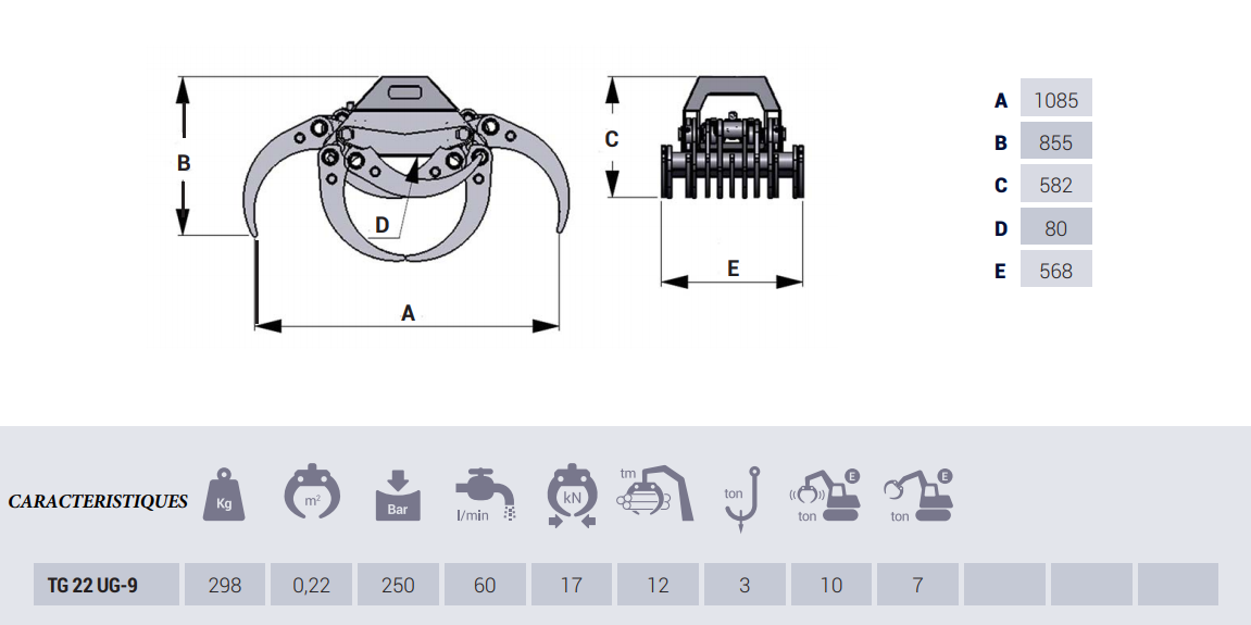 Grappin de recyclage TG22 UG-9 - Intermercato - ouverture 1,08m - pour pelles 10t pendulaire / 7t rigide_1
