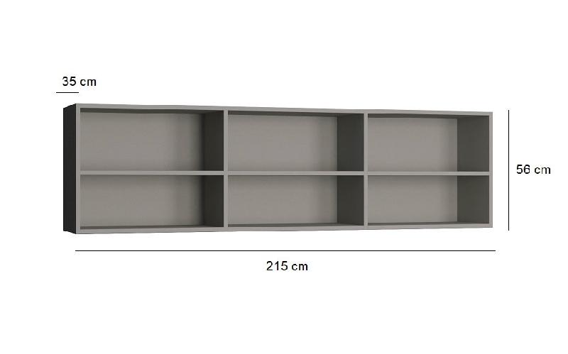 Surmeuble 6 niches de rangement pour lit escamotable horizontal 140x200 cm - Hauteur 56 cm - Finition gris mat_1