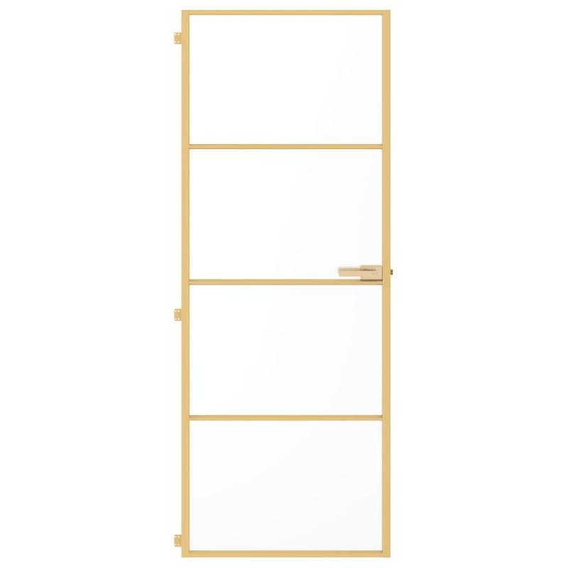 Vidaxl porte intérieure mince doré 76x201,5 cm verre trempé aluminium 155136_1