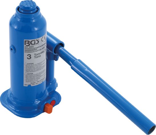 9882 - Cric à vérin hydraulique - BGS Technic - capacité de chargement 3 tonnes - avec soupape de sécurité et tige de piston télescopique_1