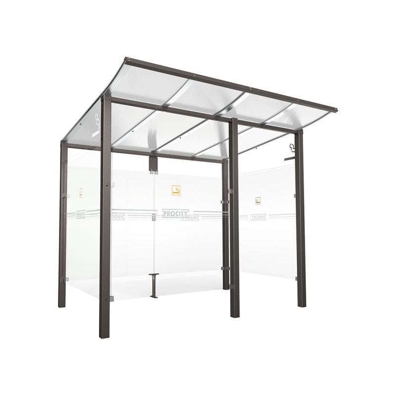 Abri fumeurs Modulo - Réf : 529570.Gpro - Longueur 2500 ou 5000 mm - Verre sécurisé et toiture anti-UV_1