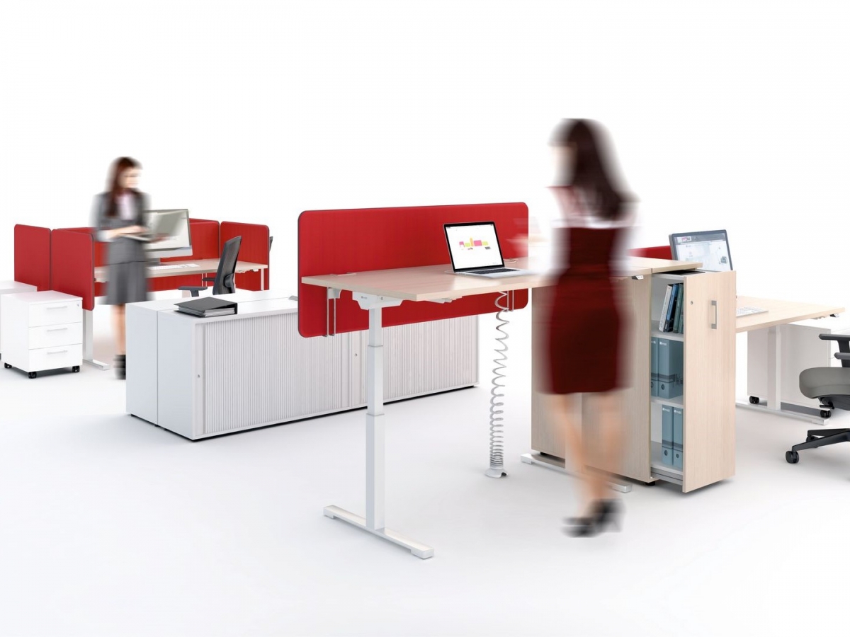 Bureau assis-debout motorisé réglable en hauteur avec une manivelle ou électriquement - DRIVE_1