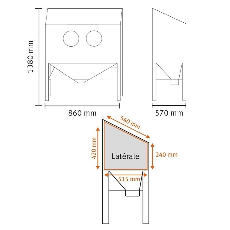 Cabine de sablage Unicraft SSK2 - 6204001 - 220L avec éclairage intégré et accessoires inclus_1