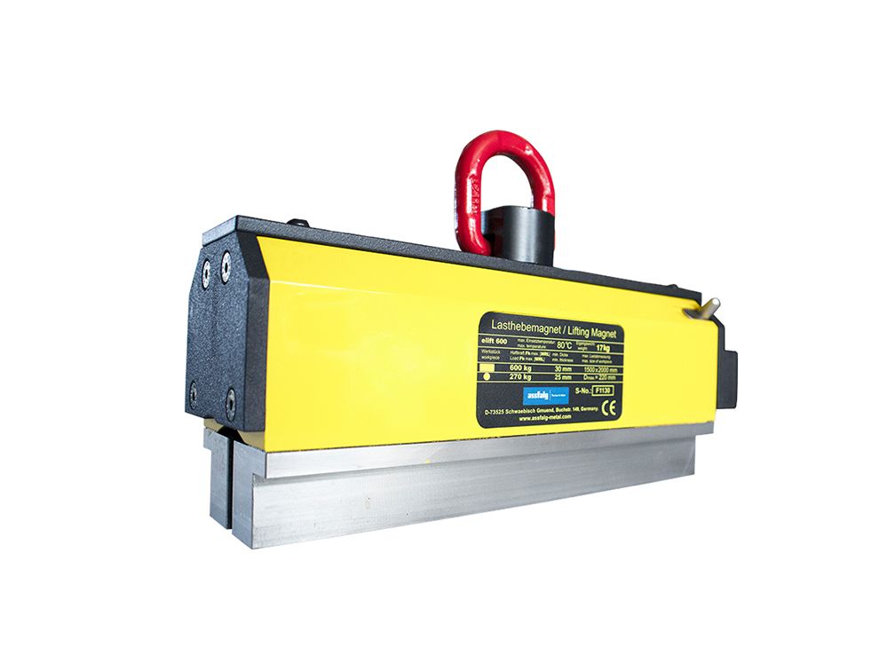Aimant de levage Elift 600 - Assfalg - avec sabots polaires - pour les matériaux plats, barres rondes, tôles et profilés - Capacité jusqu'à 160 kg ou_1