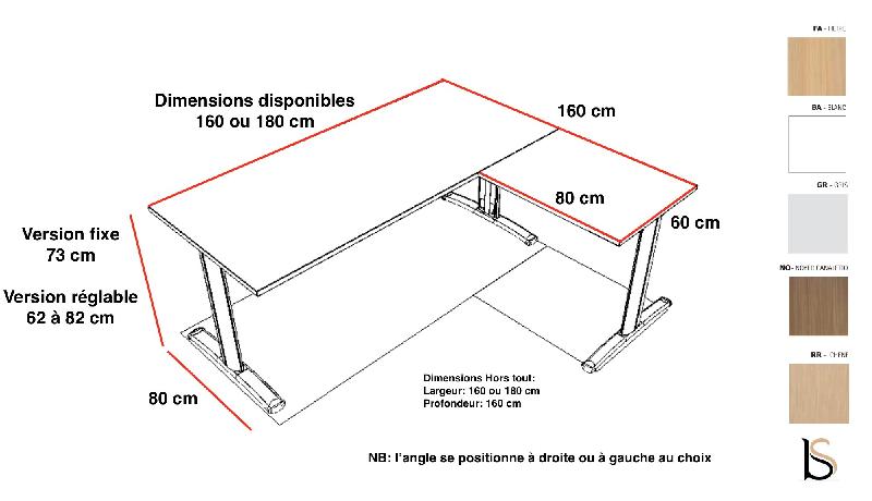 Bureau d'angle pieds I Practika P5 - Quadrifoglio - 160, Hêtre, Fixe, Avec voile de fond_1