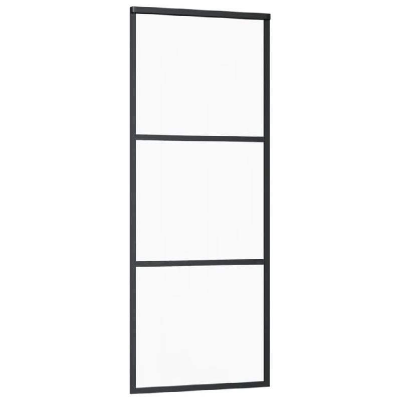 Vidaxl porte coulissante et quincaillerie verre esg/aluminium 76x205cm 3081939_1