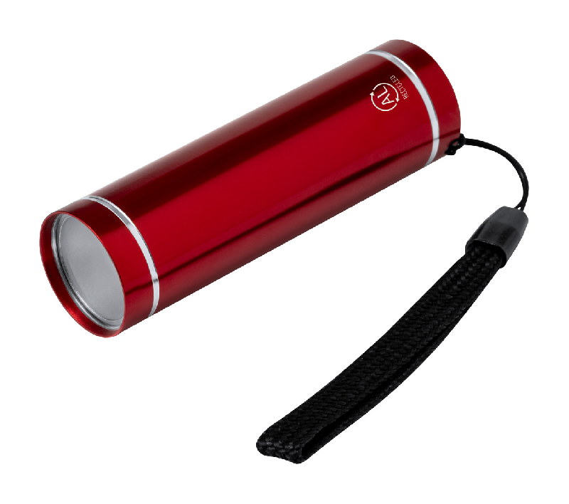 Lampe torche en aluminium recyclé - 1 LED avec dragonne - Rouge - Fonctionne avec 3 piles AAA_1