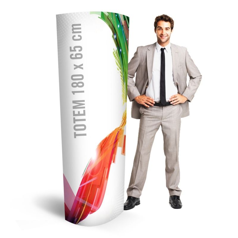 Totem en carton personnalisable - Bikom - 180 x 65 cm - Forme elliptique, pliable avec options de personnalisation_1