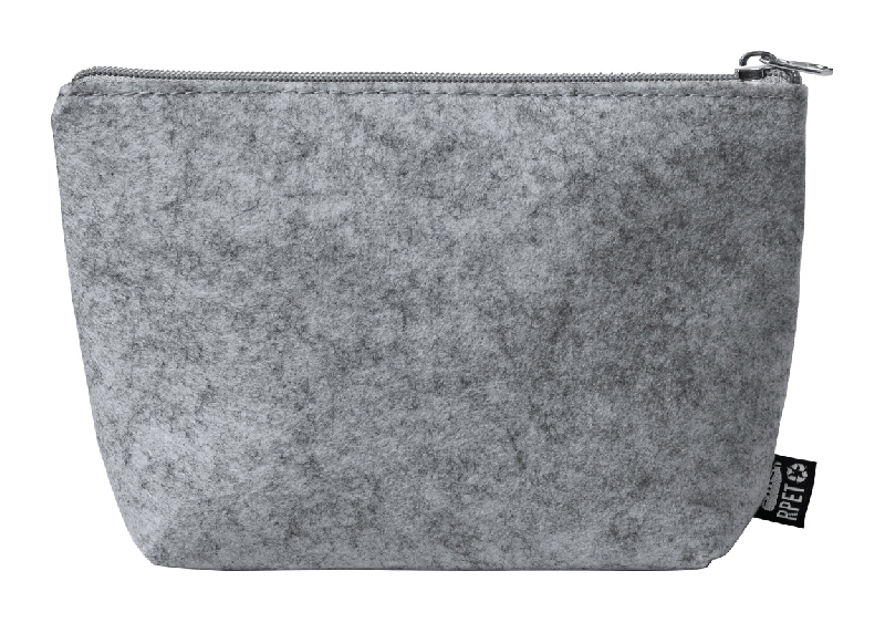 Trousse de maquillage zippée en feutre RPET - Couleur gris - Poids 32,5 g_1
