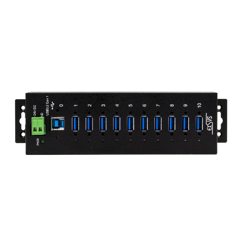 EXSYS EX-1510HMVS Hub métallique USB 3.2 Gen1 à 10 ports, protection de surtension 15KV ESD_1