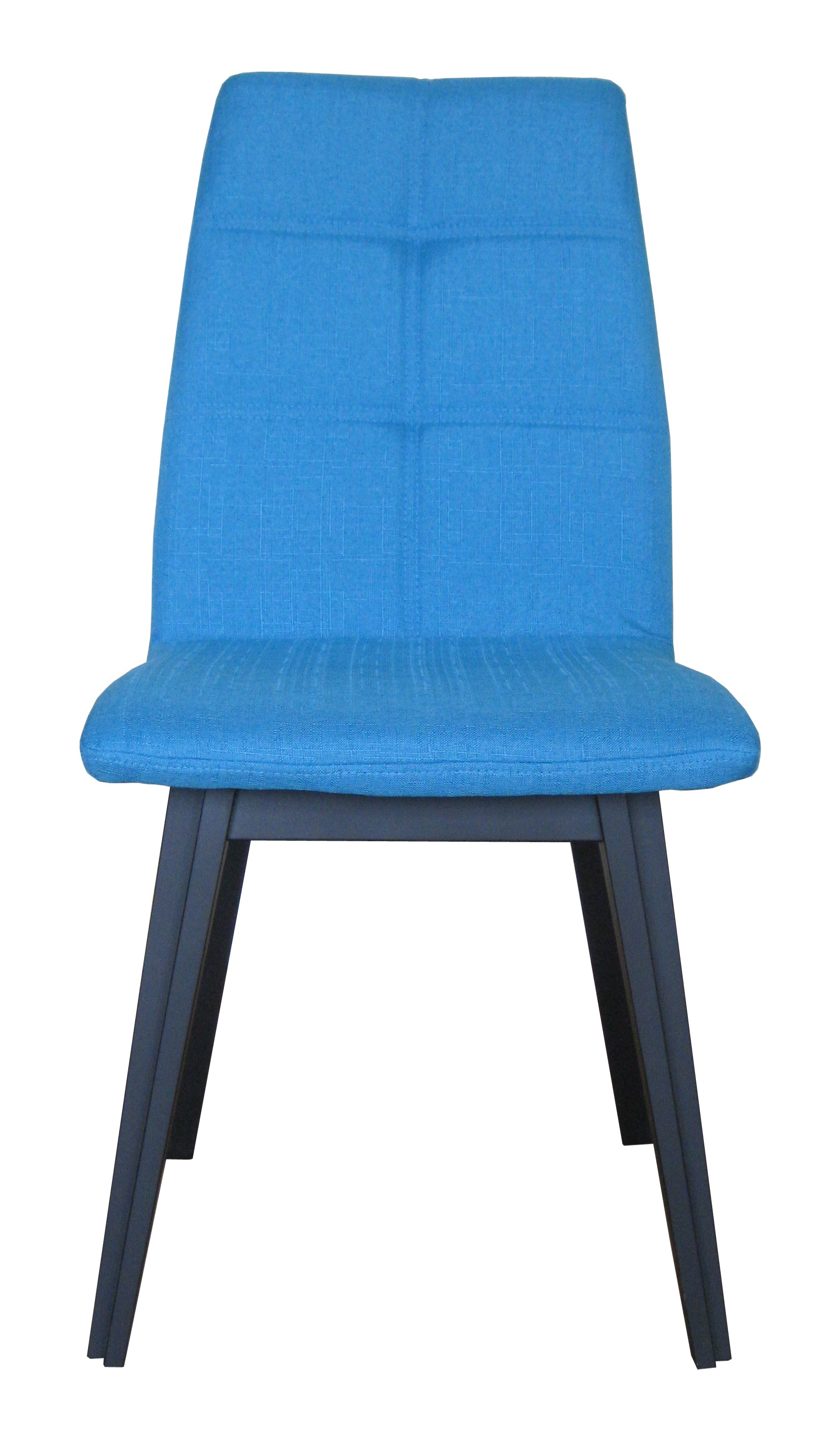 Lot de 2 chaises Maelys en hêtre massif - tissu bleu polyester - piètement laqué noir_1