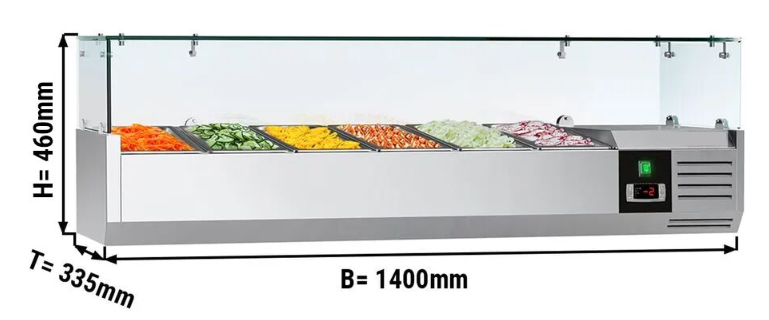 Saladette réfrigérée à poser 6 bacs gn 1/4 - vitrine à ingrédients de 140 cm_1