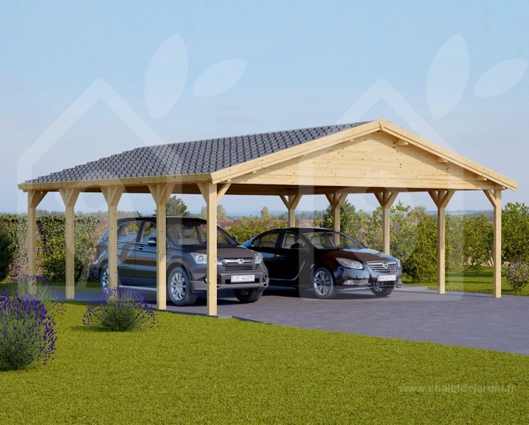 CARPORT CLASSIC EN BOIS, DOUBLE 600X600 36M²_1
