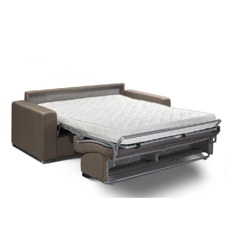 Canapé convertible 3-4 places Select - Matelas 16 cm - Sommier à lattes 160 cm - Renatonisi - Cuir vachette taupe clair_1