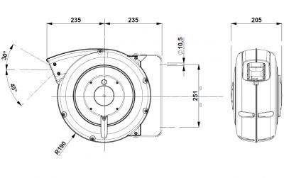 Enrouleur électrique à rappel automatique à ressort - P816 - 17m câble H05VV-F 5G2,5 mm² - IP42 - Carter plastique_1