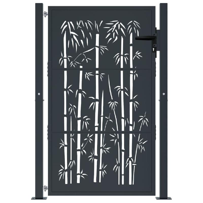 Vidaxl portail de jardin anthracite 105x155 cm acier design de bambou 153181_1