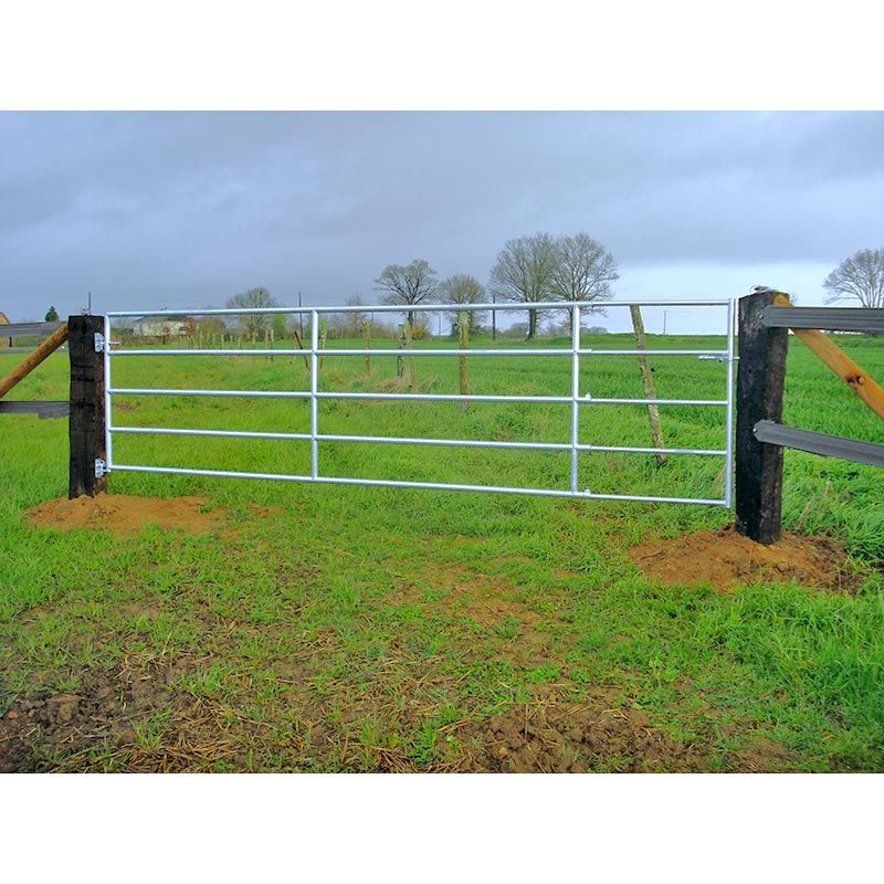 Barrière agricole - 5 lisses extensibles en acier galvanisé - Abrivert - diamètre 60.3mm - 6.5m à 7.5m_1