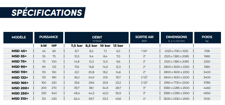 Compresseur à vis lubrifiée entraînement direct - mac 3 - msd +_1