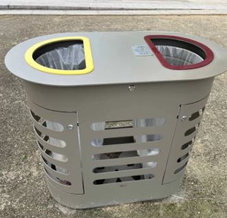 Corbeille Bi-Flux Calista - Acier, 2 supports-sacs 110L, verrouillage clé triangulaire - Collectivités_1