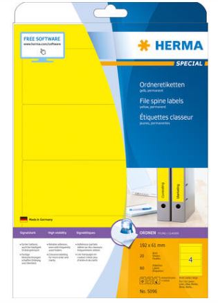 Étiquette classeur A4 - 192 x 61 mm - Réf. 5096 - Adhésives, écologiques, imprimantes laser et jet d'encre_1