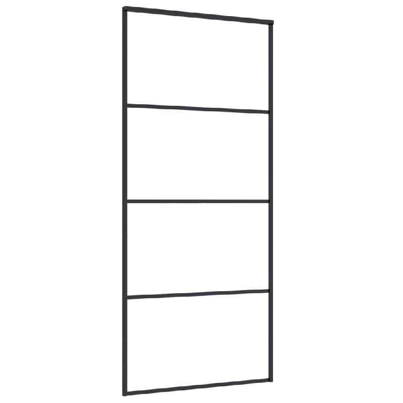 Vidaxl porte coulissante verre esg dépoli et aluminium 90x205 cm noir 151659_1
