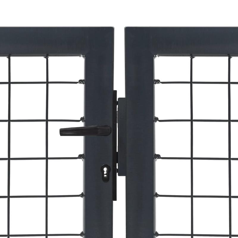 Vidaxl portillon avec poteaux acier 350 x 140 cm anthracite 144401_1