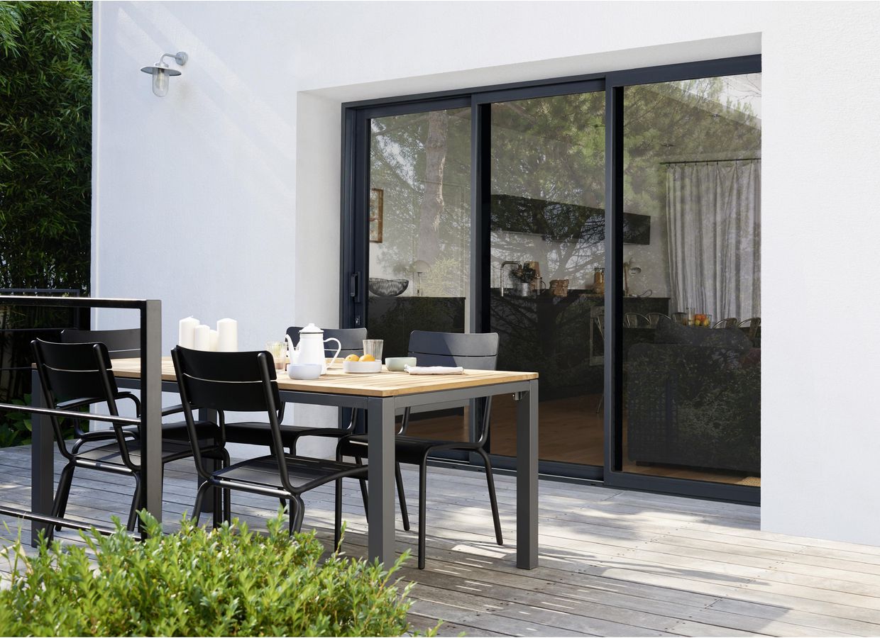 Baie vitrée coulissante en aluminium sur mesure avec seuil pour PMR - NÉVA_1