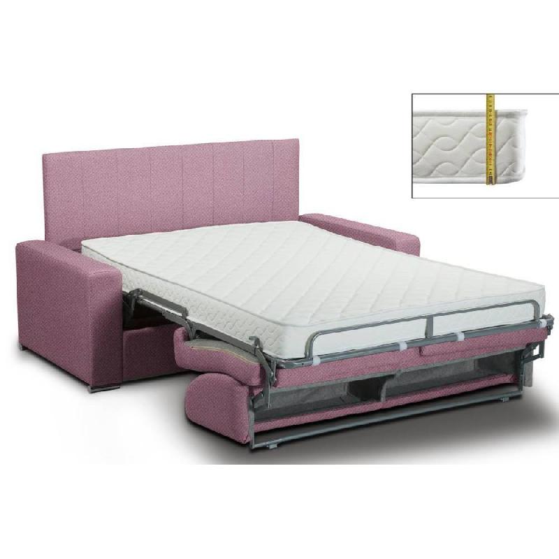 Canapé lit Levallois Express - 120 cm - Matelas 16 cm - Tête de lit intégrée - Velours rose_1