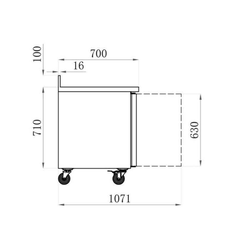 Table desserte positive adossée GN 1/1 - P 700 - 3 portes | Afi - AA3PD_1
