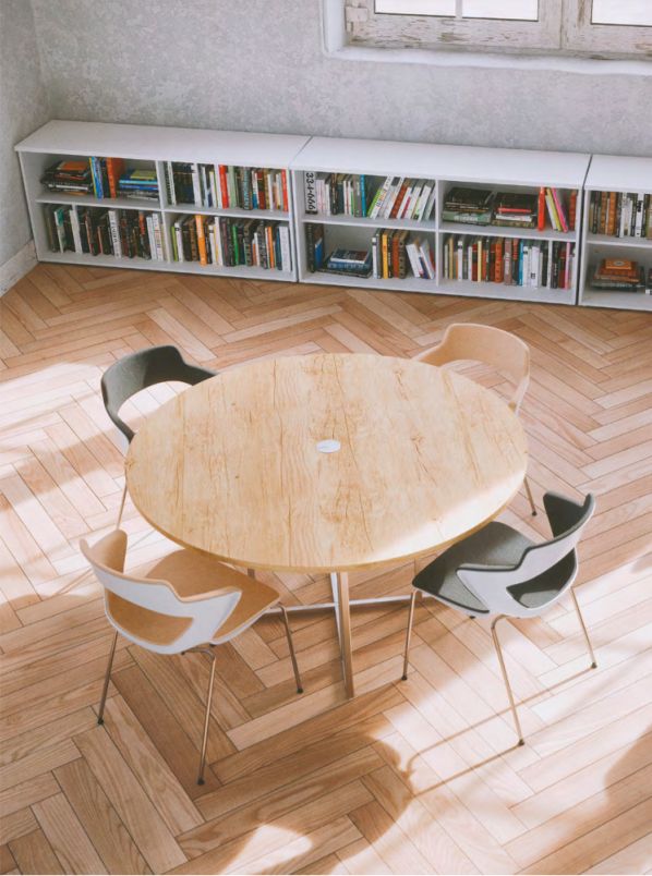 Table de réunion Stricto Sensu - élégance avec piétement en croix - plateau rond ou carré - électrification centrale_1