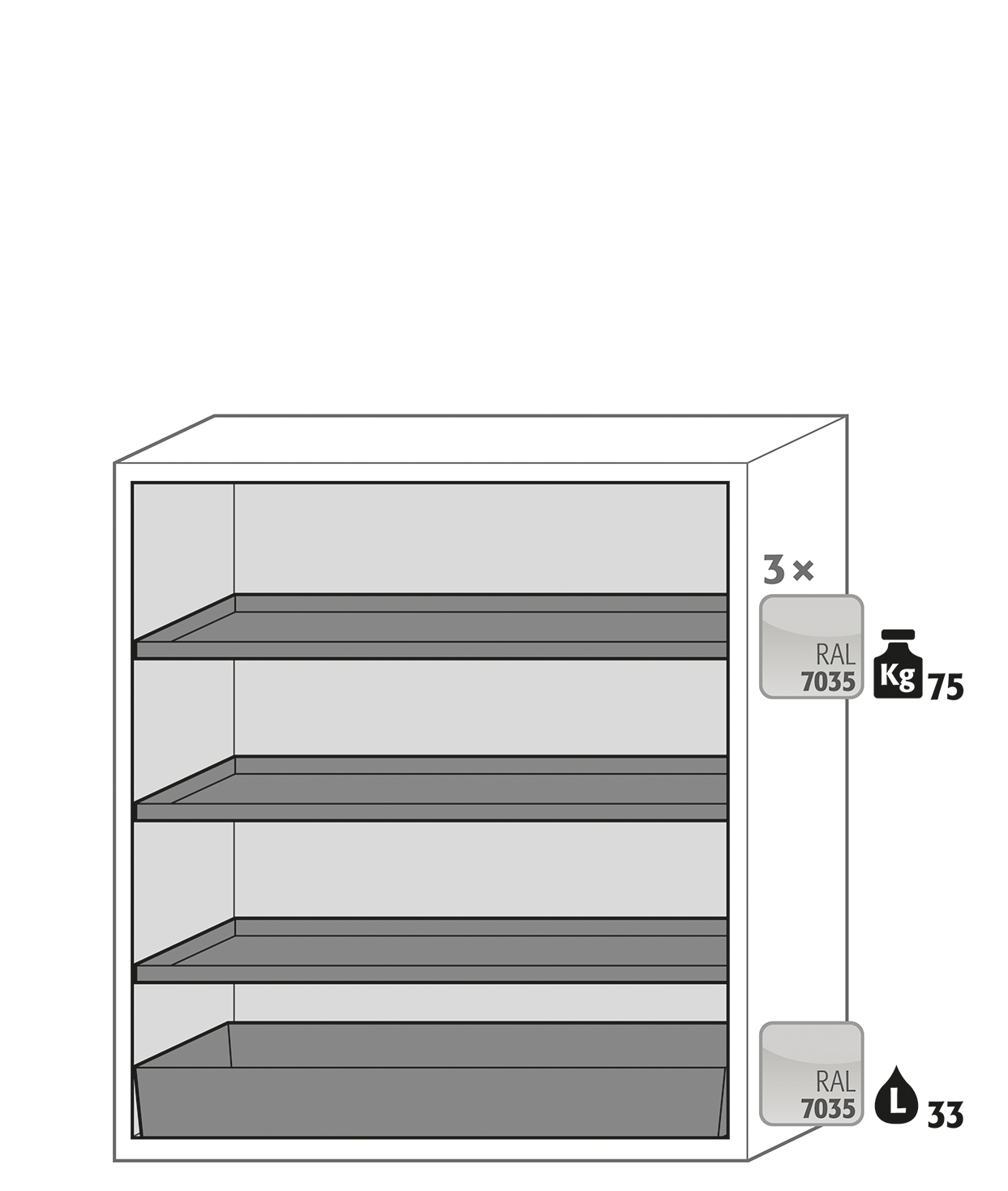 Armoire anti-feu de sécurité S-CLASSIC-90 modèle S90.129.120 - Réf 30121-001-33747 - Type 90 avec portes battantes et équipements internes_1