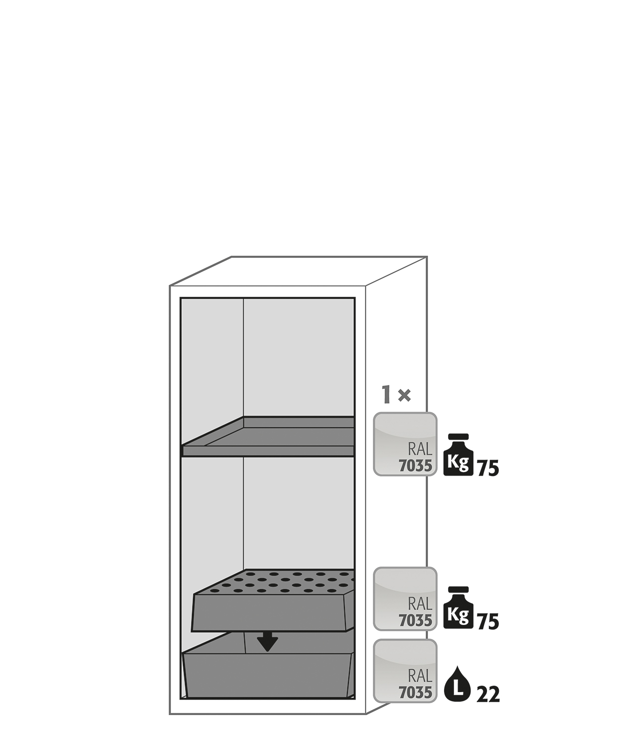 Armoire de sécurité S-PEGASUS-90 modèle S90.129.060.WDAC - Réf 30242-001-34255 - Type 90/30 - Testée NF EN 14470-1 et certifiée GS_1