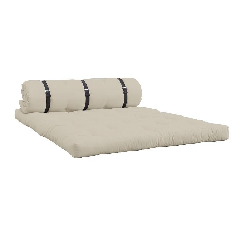 Canapé futon standard convertible Buckle-Up Sofa - couleur beige - matelas épais et confortable 140x200 cm_1